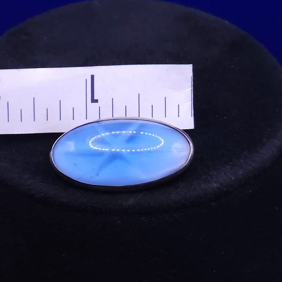 vintage sterling silver blue glass star brooch pin. - Picture 6 of 6